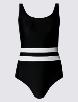 Striped Waist Swimsuit with Chlorine Resistant